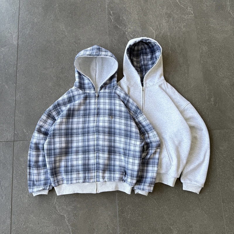 Blue plaid hoodie